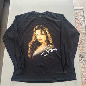Selena Black Graphic Long Sleeve Top